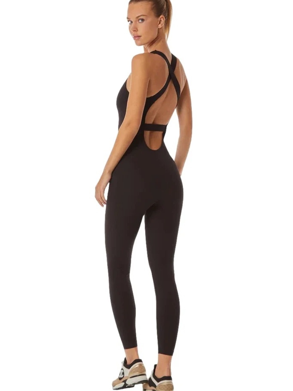 Noli Black Cross-Back Performance Jumpsuit